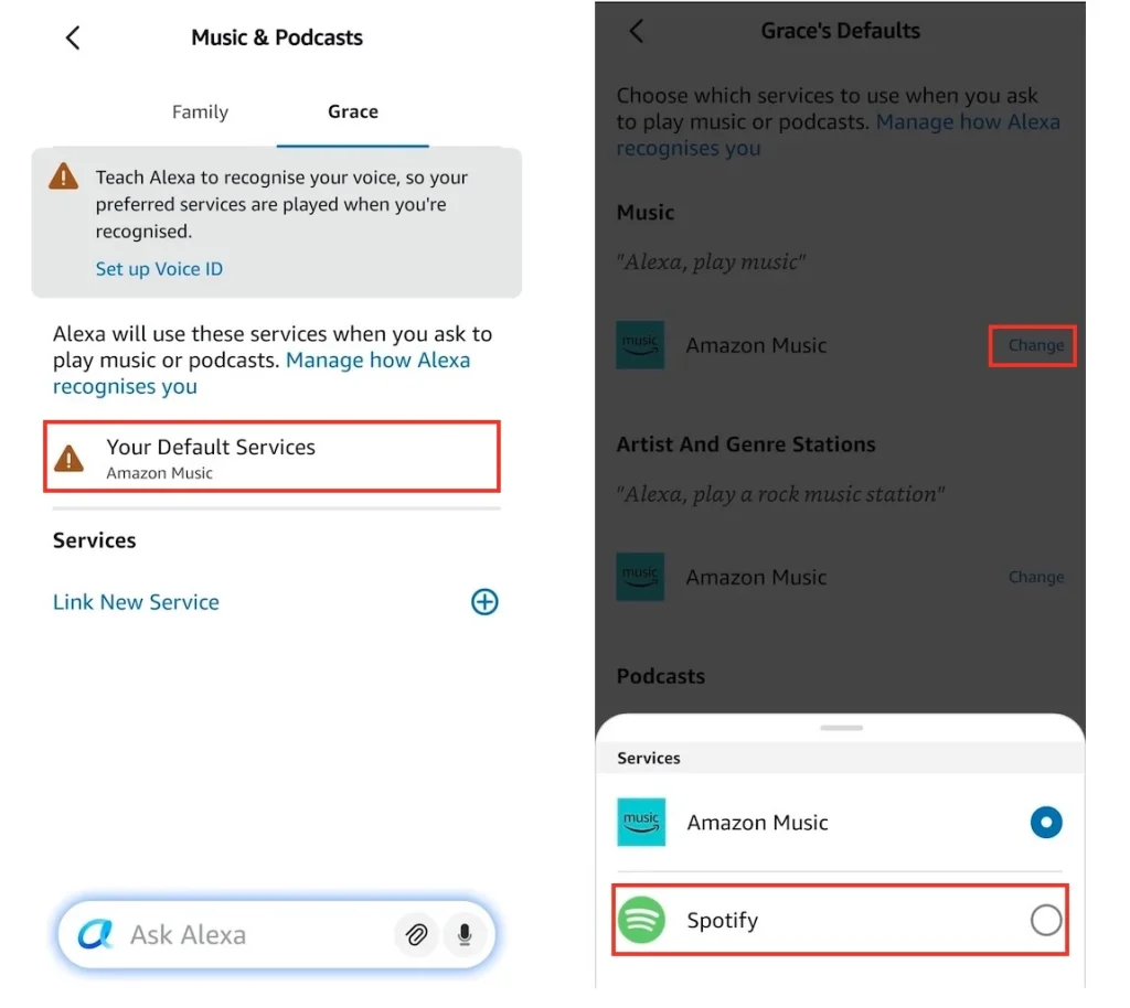 Set Spotify as default on Alexa