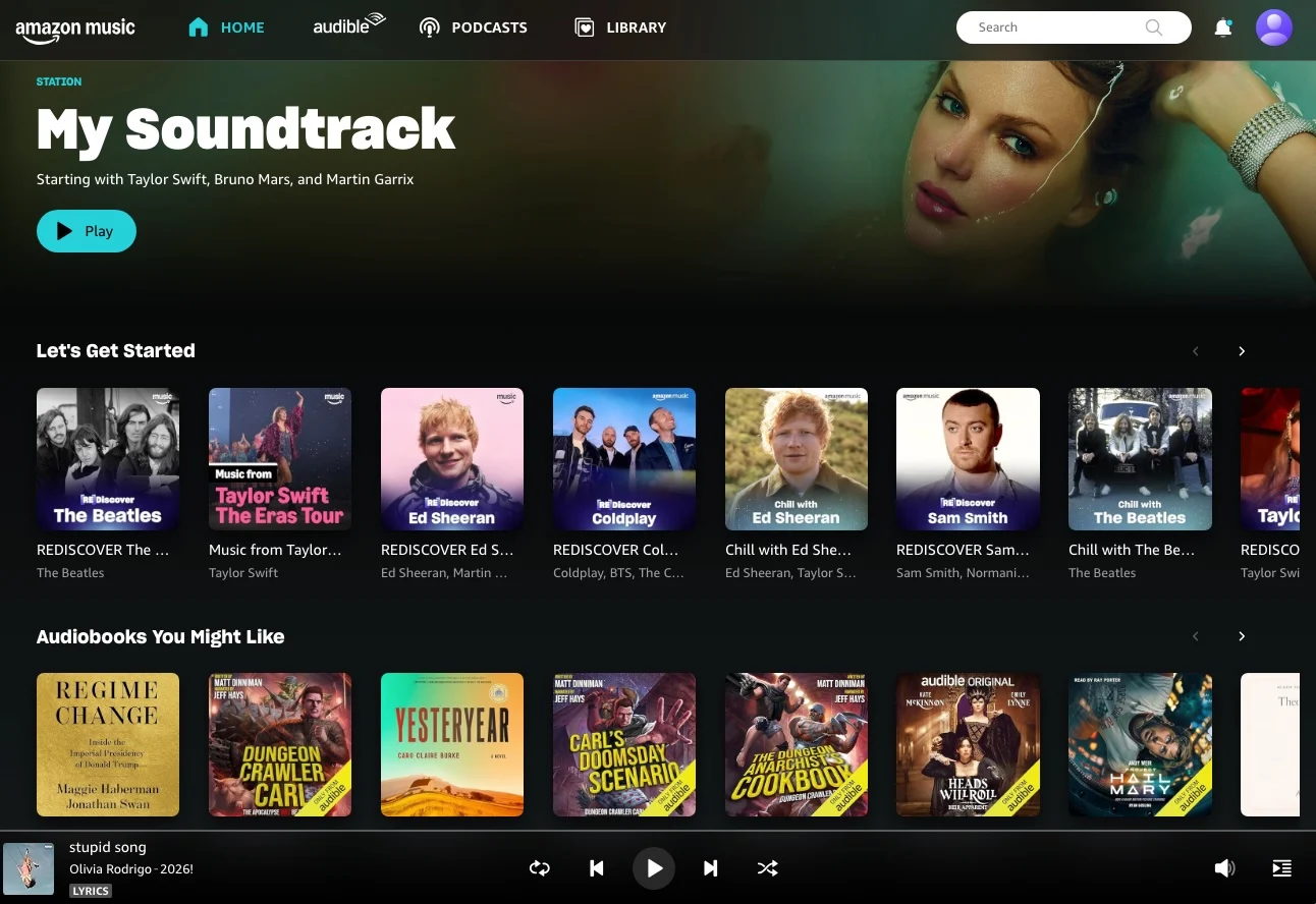 Amazon Music web player