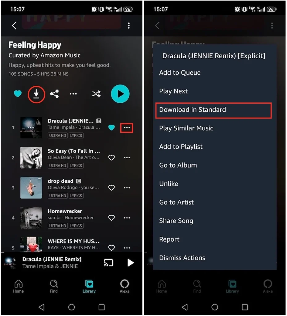 Download Amazon Music playlists and songs Android