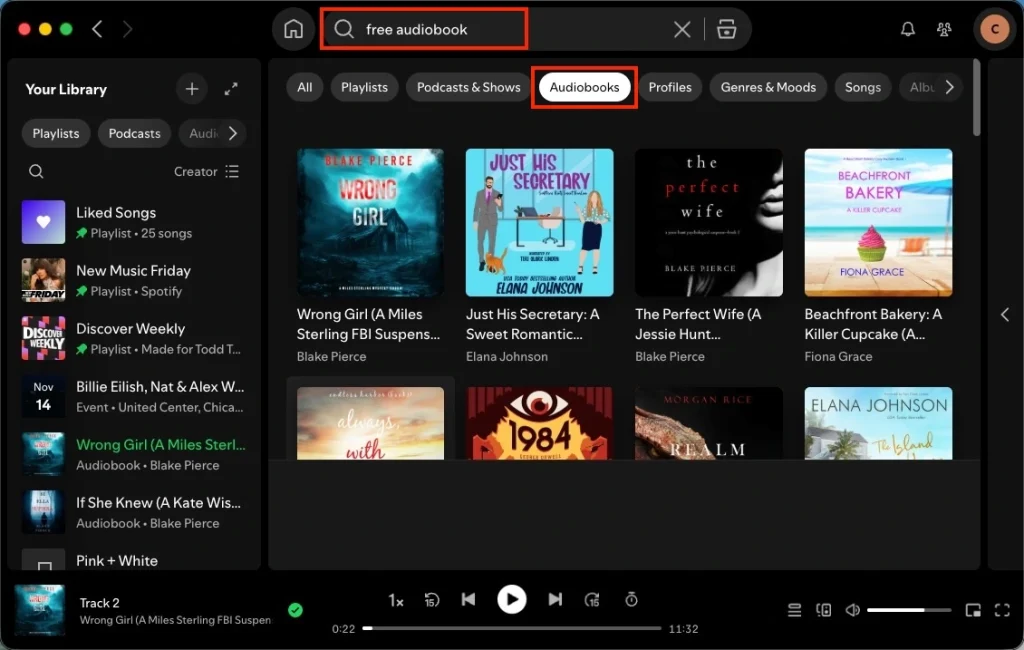 Find free Spotify audiobooks