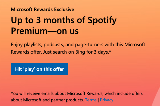 Free Spotify with Microsoft Rewards