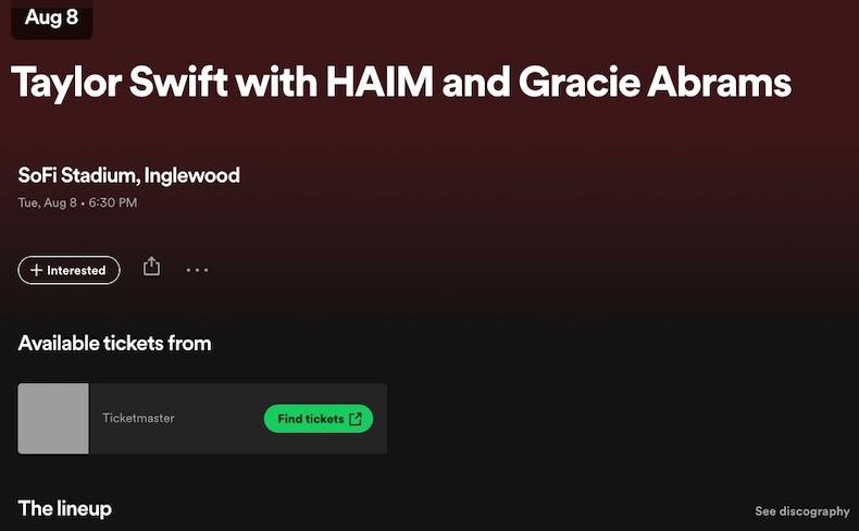 view specific concert