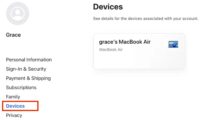 Gestionar los dispositivos de la cuenta de Apple