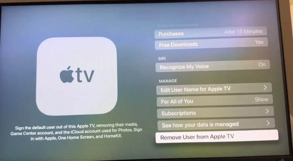 Cerrar sesión en Apple Music en Apple TV