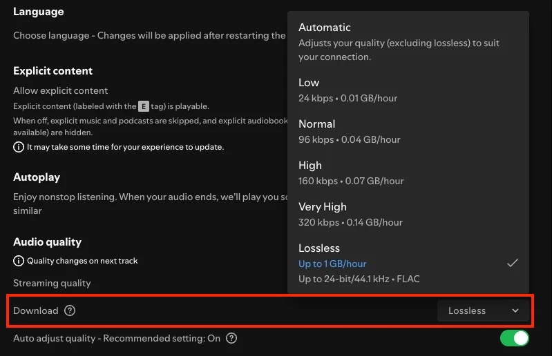 Spotify audio quality