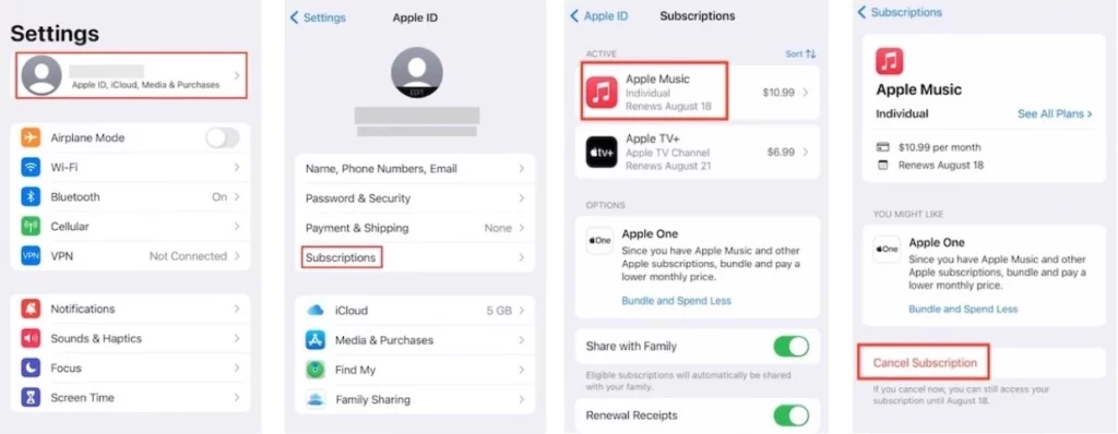 cancel apple music iphone