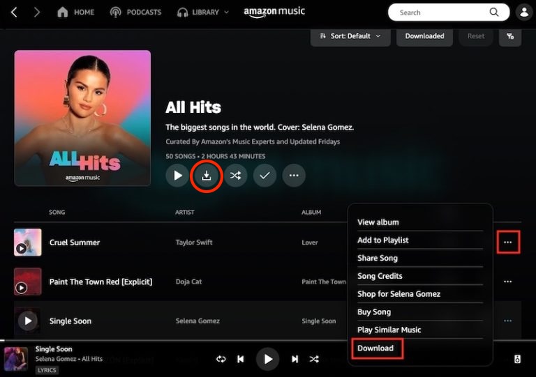 download Amazon Music songs