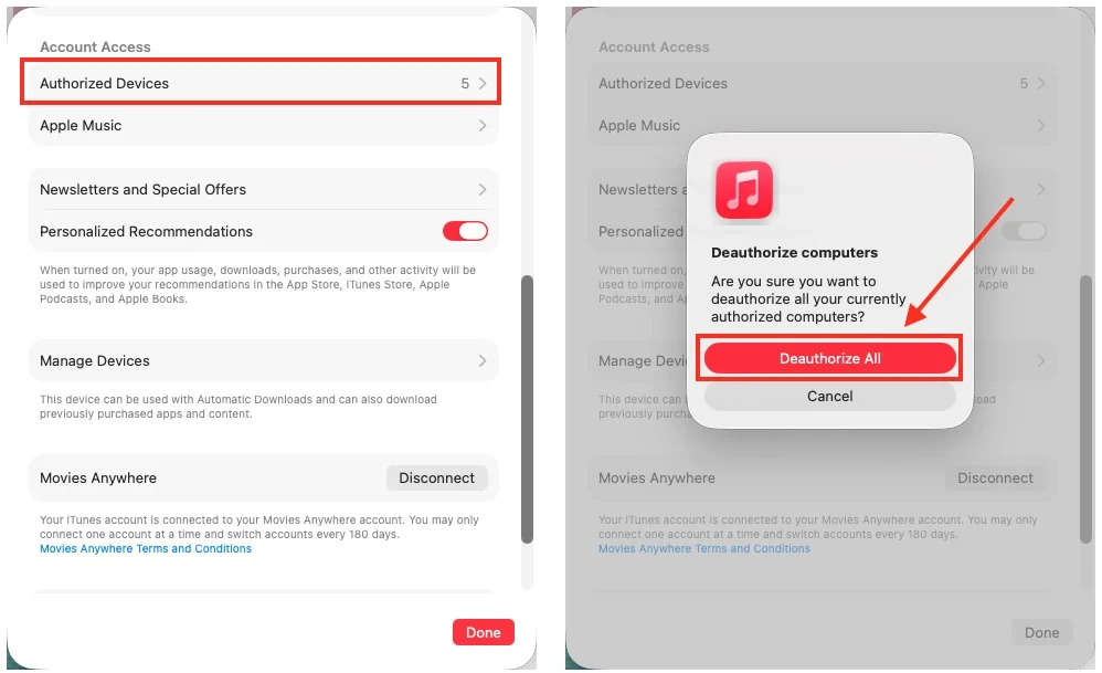 Macですべてのデバイスの認証を解除する