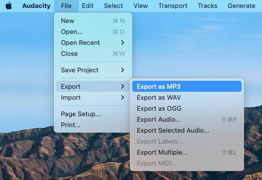 export as mp3