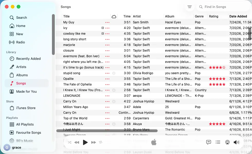 Star rate songs on Apple Music