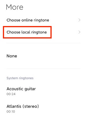 choose local ringtone