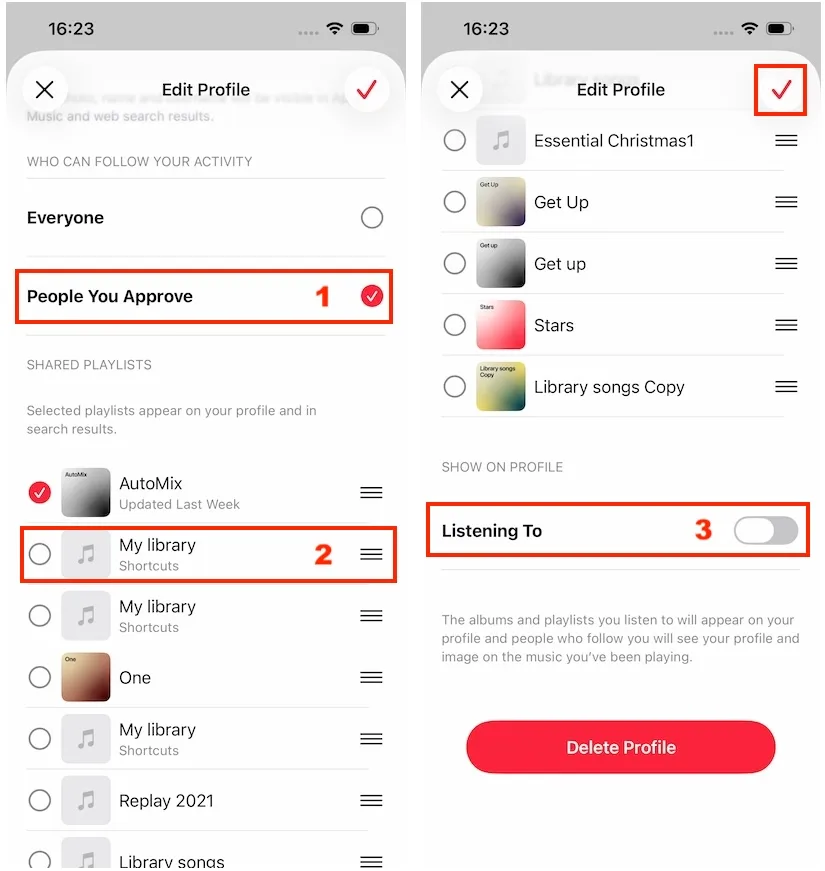 Make Apple Music profile private