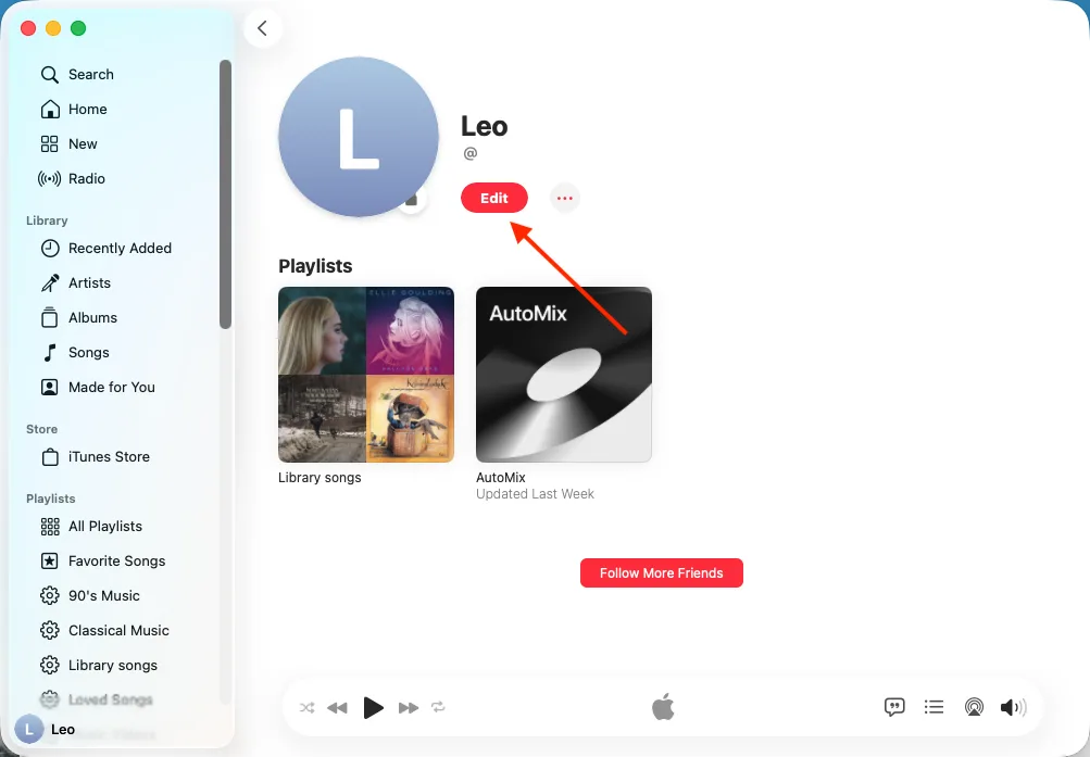 Edit Apple Music profile