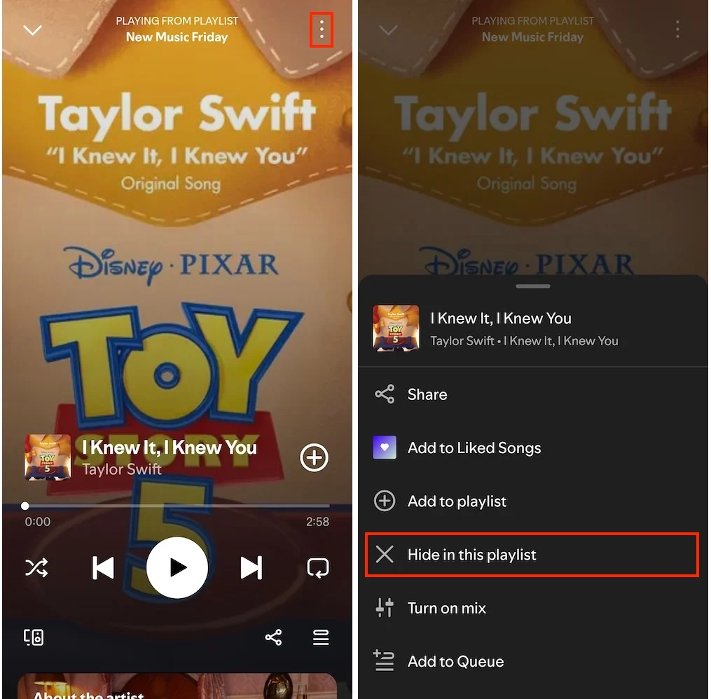 Another way to hide a song on Spotify