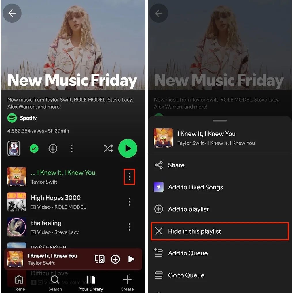 Hide a song on Spotify