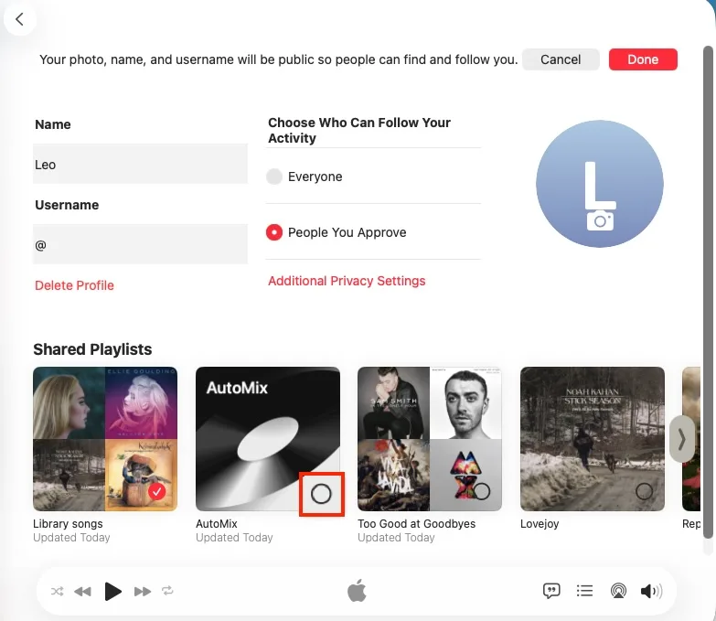 Uncheck playlist to make it private