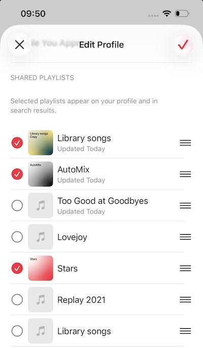 Uncheck to make playlists private