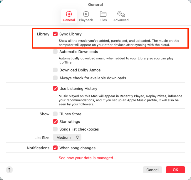 Apple Music Sync Library on Mac