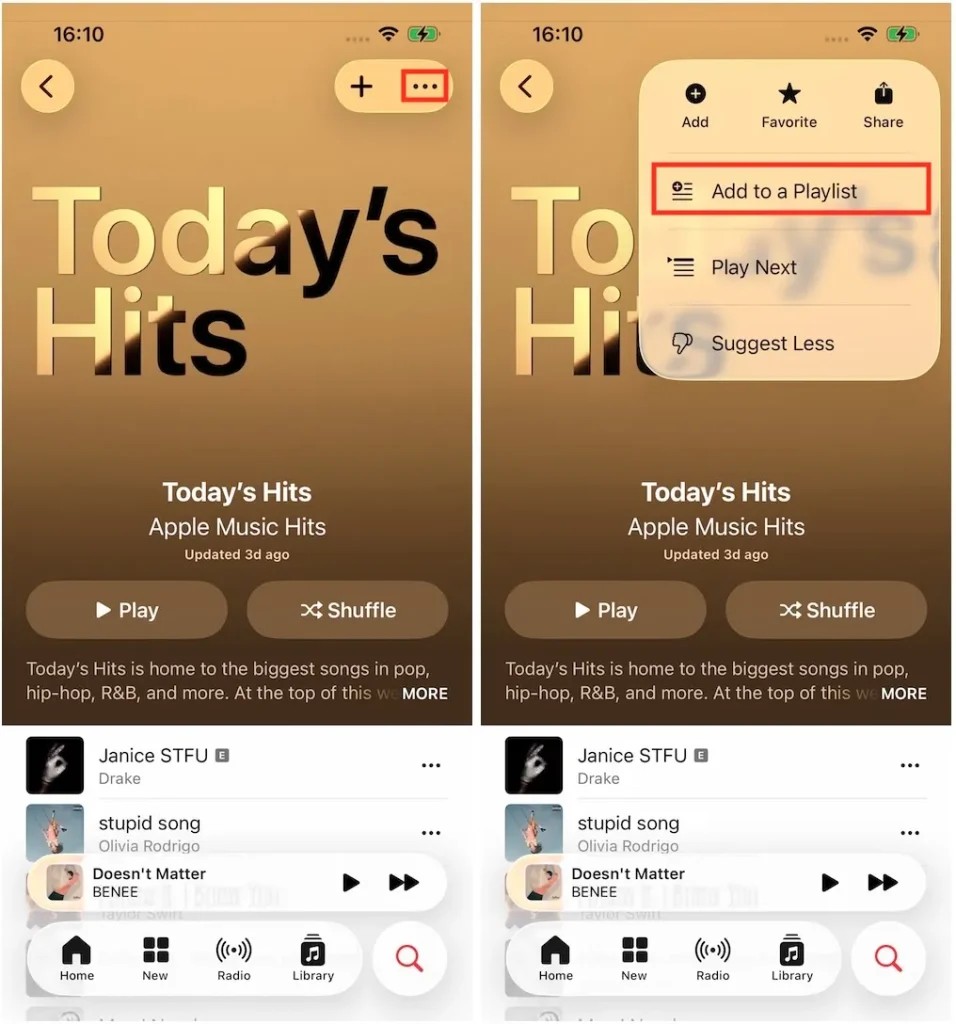 Add to new playlist iOS
