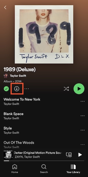 tap the download button