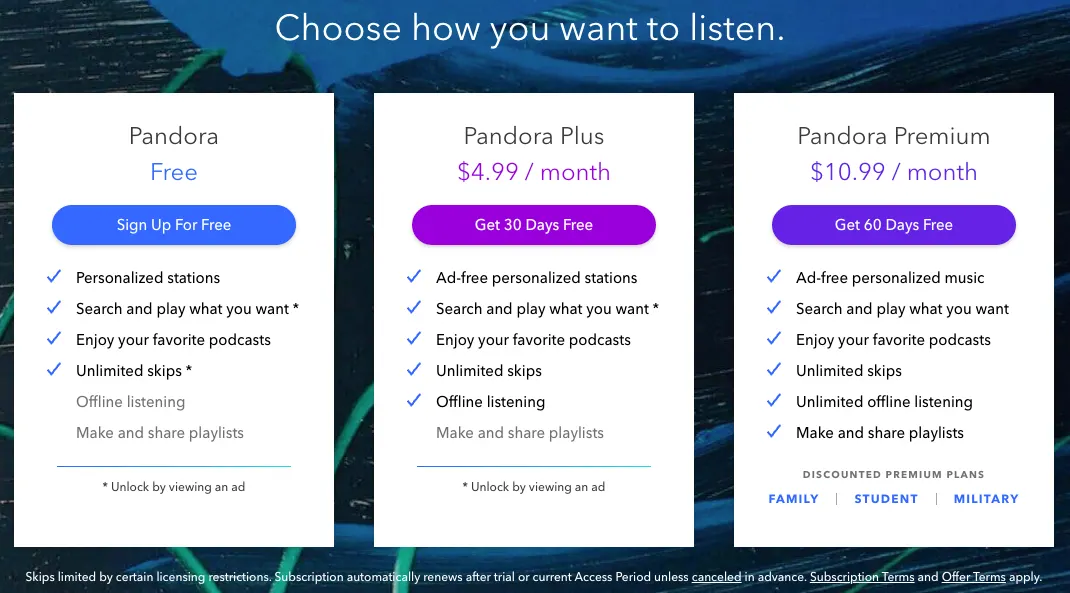 Pandora plans