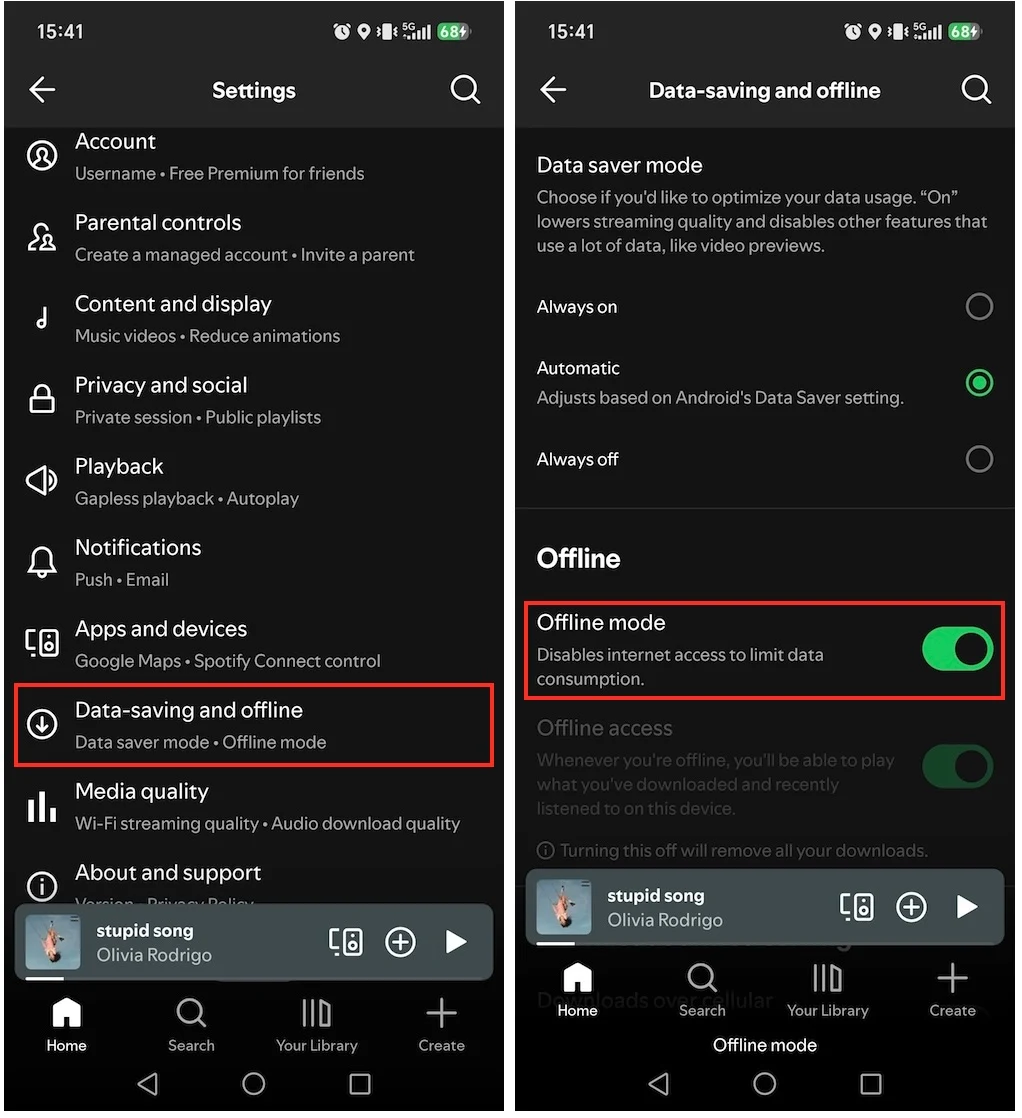Spotify offline mode mobile