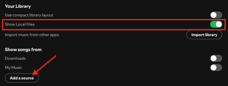 Spotify show local files desktop