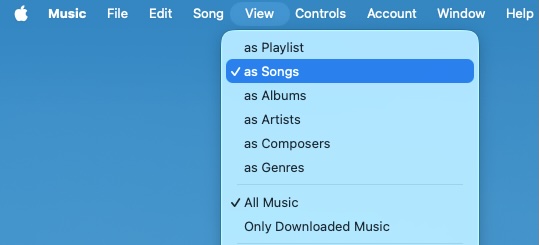 View playlists as songs