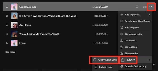 copy song link
