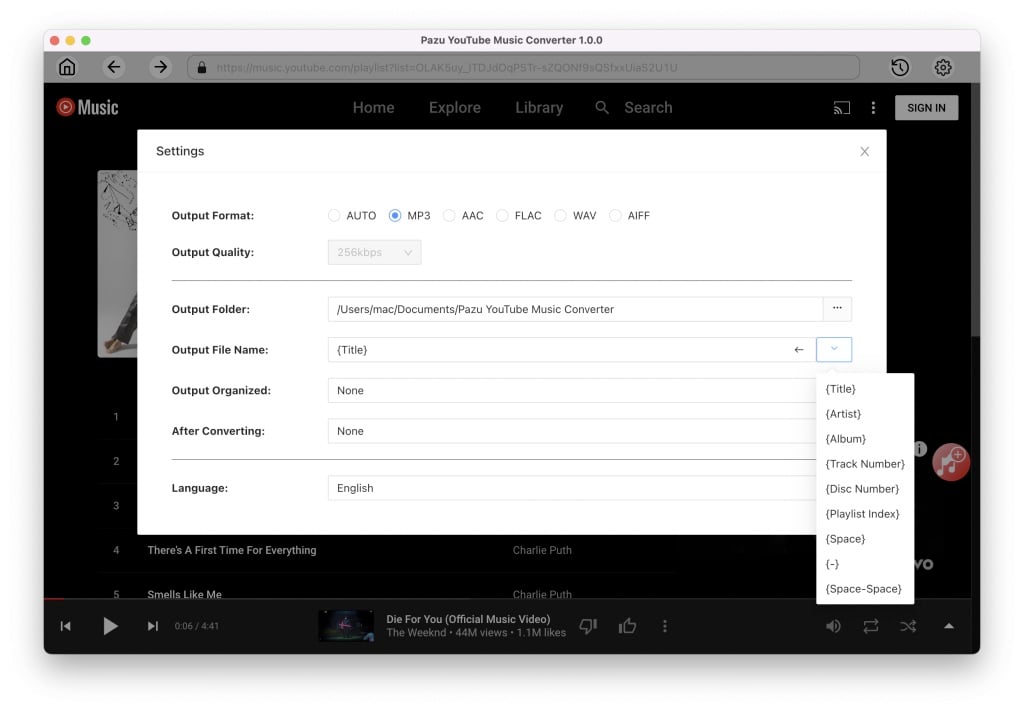 output settings