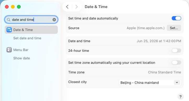 Sync clock on your device