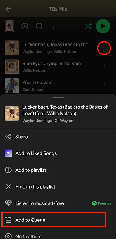 Add to Spotify queue