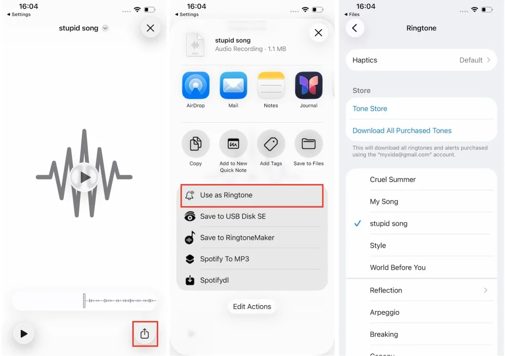 Set as ringtone on iPhone