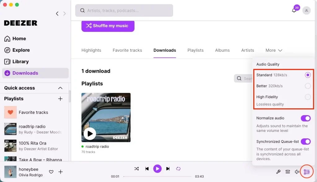 Deezer music quality desktop