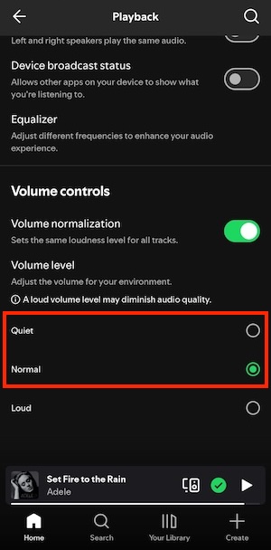 spotify volume levei