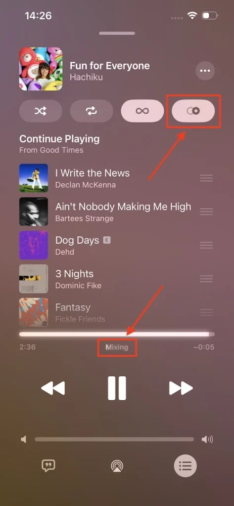 Apple Music AutoMix iPhone