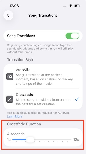 Apple Music Crossfade