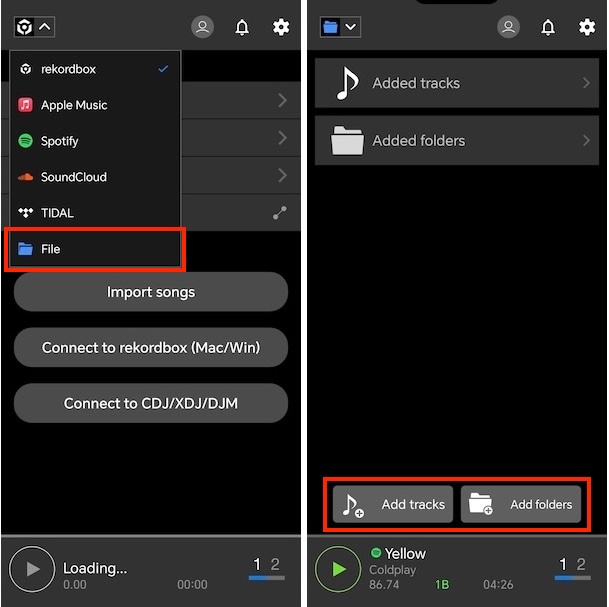 Add music to rekordbox mobile