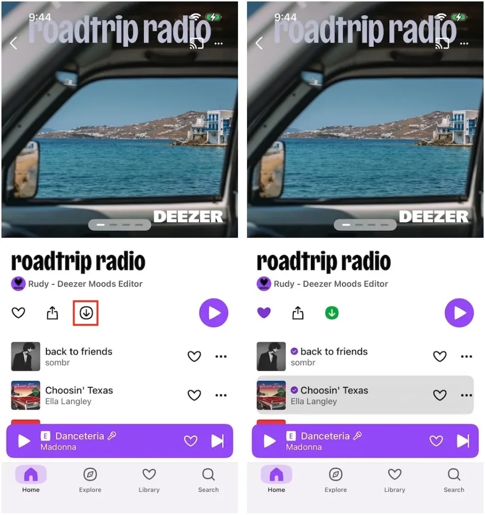 Download playlist on Deezer mobile